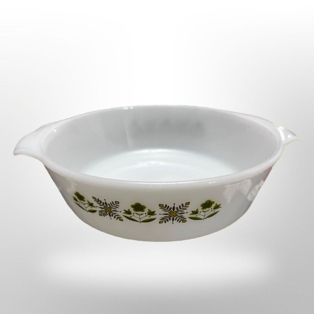 Vintage 1960s Fire King Oval Casserole Dish #347 1 1/2 Quart Meadow Green
